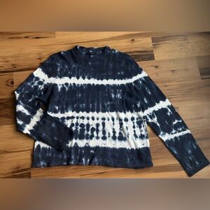 American Eagle Outfitters Navy and White Tie-Dye Long Sleeve Tee